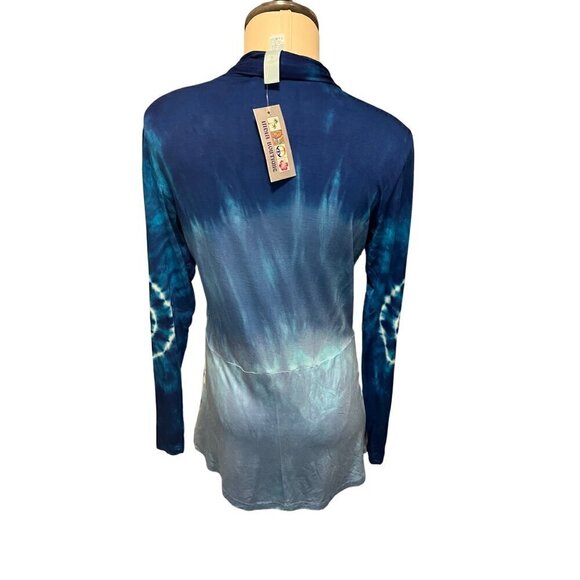 nwt blue tie dye cardigan blouse sweater by india boutique - Picture 4 of 8
